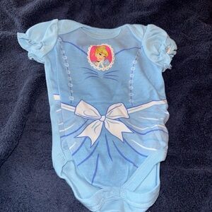 Disney Light Blue Princess Dress-Print Baby One-Piece
